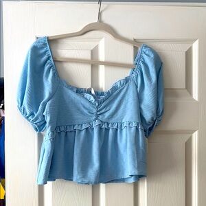 Altar'd State Light Blue Ruffled Blouse